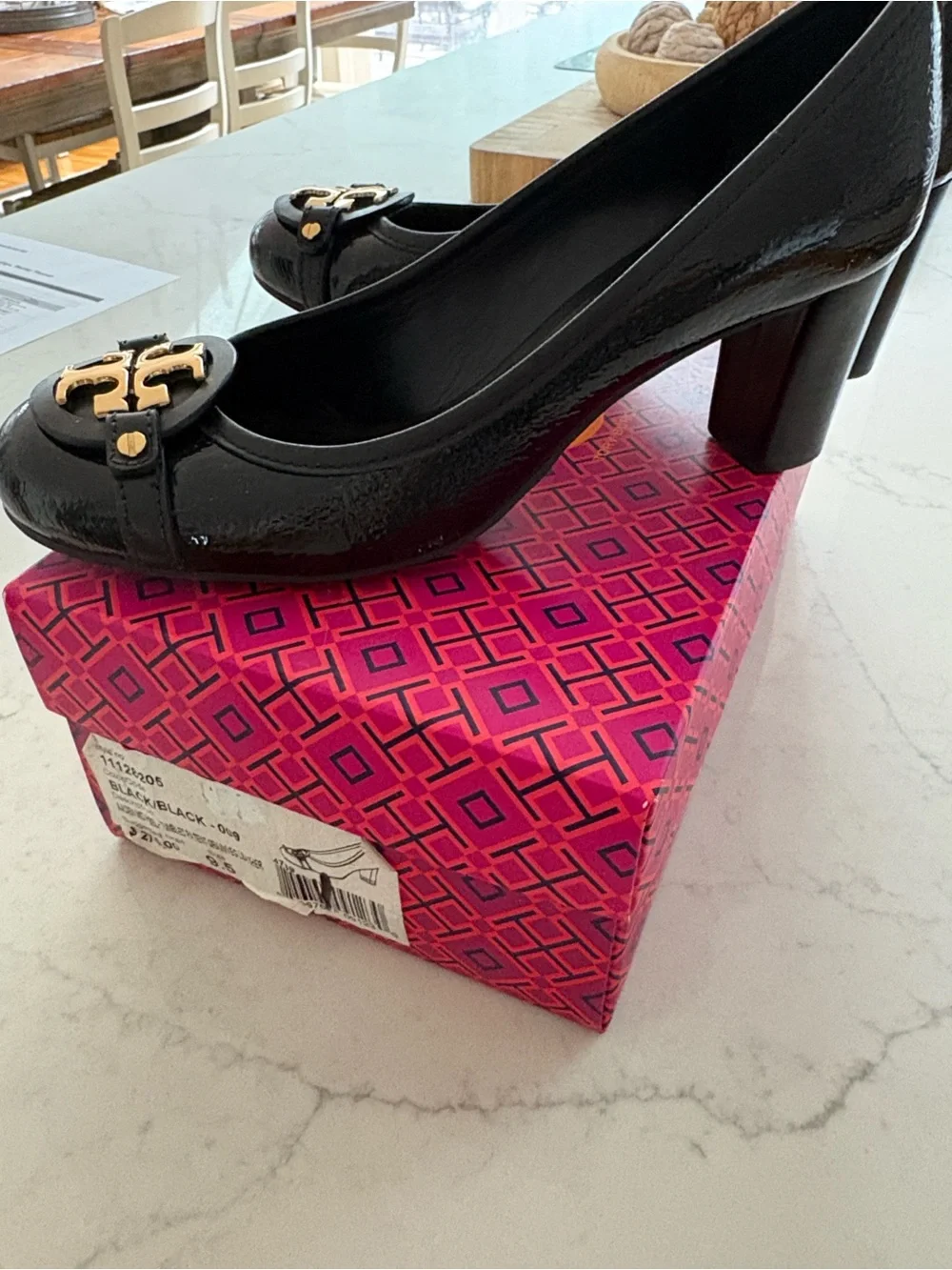 Tory Burch Black Patent Logo heels